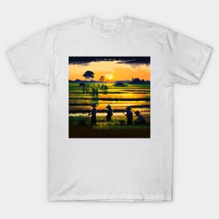 [AI Art] Sunset field workers T-Shirt